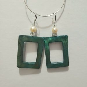 Mother of pearl rectangular dangle earrings
